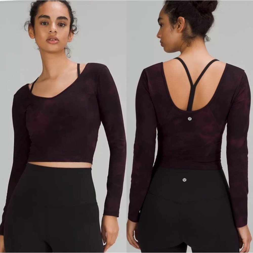 LULULEMON Long Sleeve Top Womens Size 10 Dark Berry Tie Dye Stretch